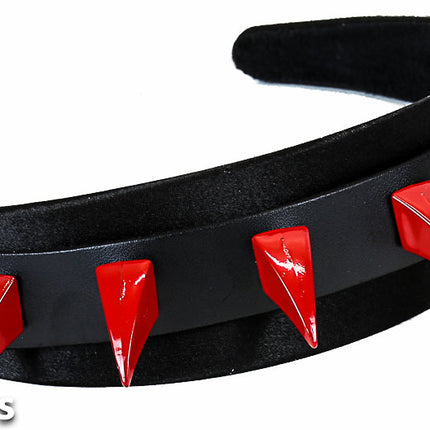 HB101-RS CLAW SPIKE HEADBAND WITH RED SPIKES 25MM-1.25" WIDE