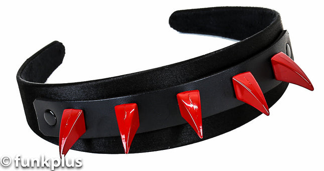HB101-RS CLAW SPIKE HEADBAND WITH RED SPIKES 25MM-1.25" WIDE