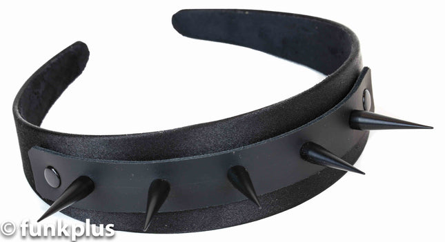 HB102-BS TALL SPIKE HEADBAND WITH BLACK SPIKES 25MM-1.25" WIDE