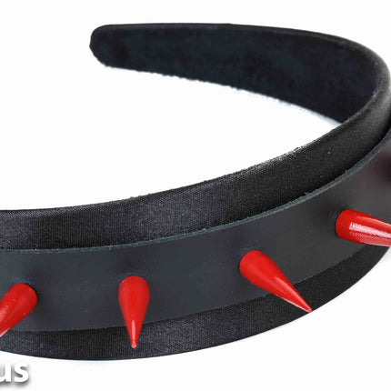 HB102-RS TALL SPIKE HEADBAND WITH RED SPIKES 25MM-1.25" WIDE