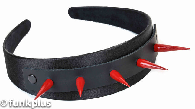 HB102-RS TALL SPIKE HEADBAND WITH RED SPIKES 25MM-1.25" WIDE