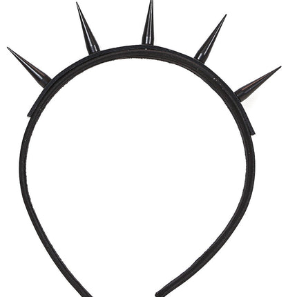 HB102-BS TALL SPIKE HEADBAND WITH BLACK SPIKES 25MM-1.25" WIDE