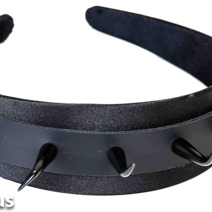 HB103-BS BLACK HORN SPIKE HEADBAND WITH BLACK SPIKES 25MM-1.25"