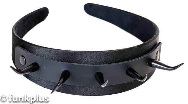 HB103-BS BLACK HORN SPIKE HEADBAND WITH BLACK SPIKES 25MM-1.25"
