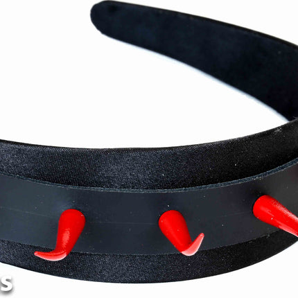 HB103-RS BLACK HORN SPIKE HEADBAND WITH RED SPIKES 25MM-1.25"