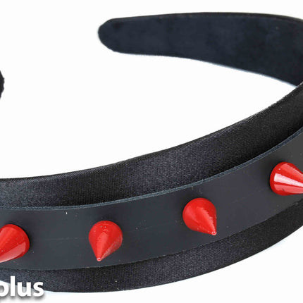 HB104-RS CONE SPIKE HEADBAND WITH RED SPIKES 25MM-1.25" WIDE