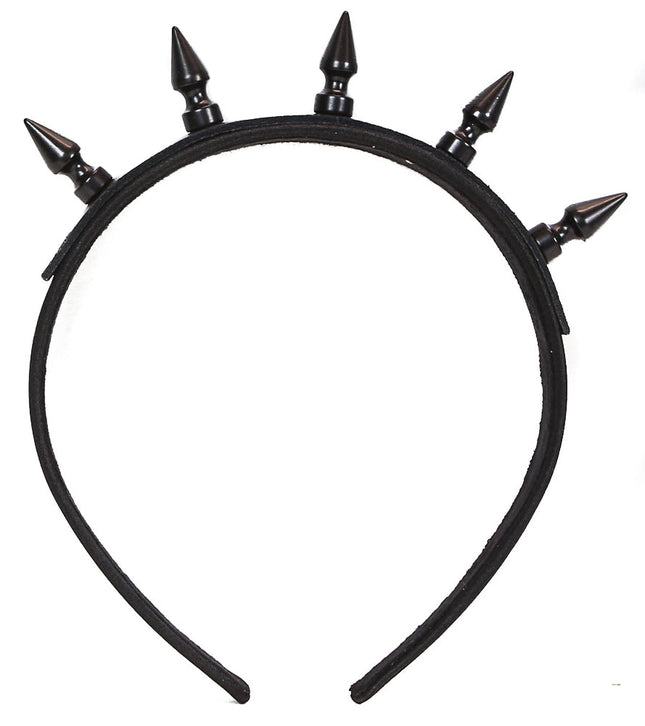 HB105-BS 1" SPIKE HEADBAND WITH BLACK SPIKES 25MM-1.25" WIDE