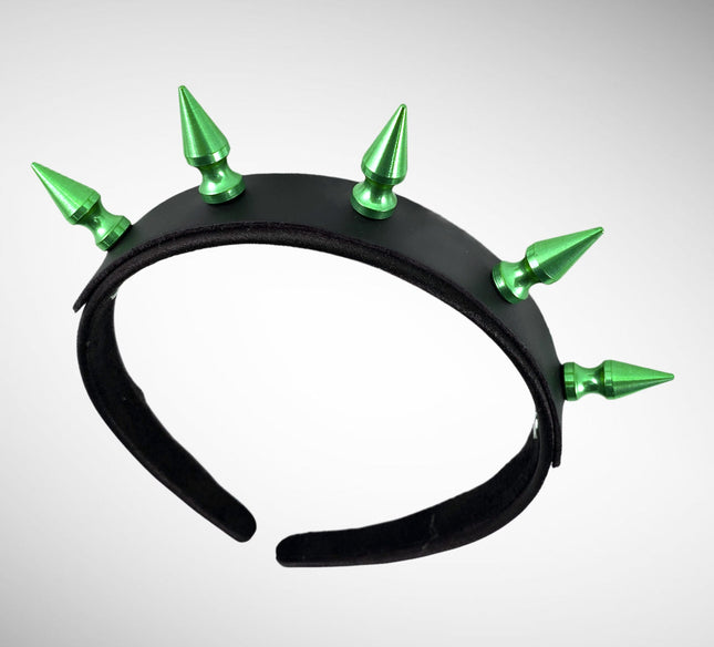 HB105GRN 1" SPIKE HEADBAND WITH LEATHER 25MM-1.25" WIDE 40MM-1