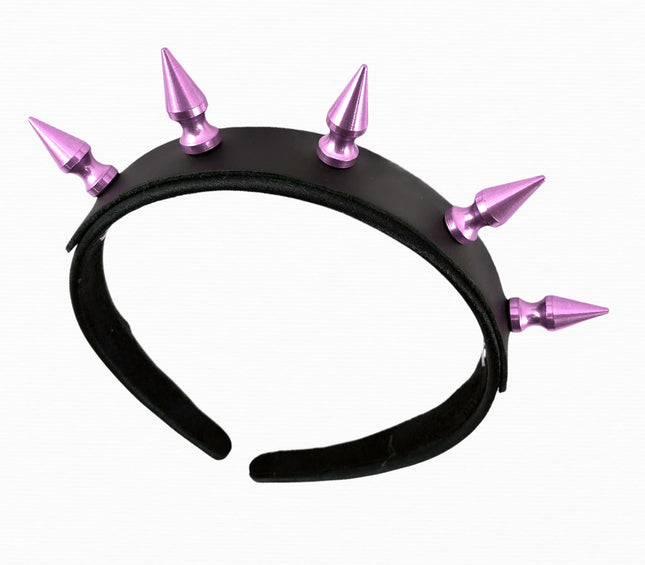 HB105PPL 1" SPIKE HEADBAND WITH LEATHER 25MM-1.25" WIDE 40MM-1