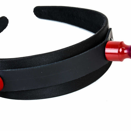 HB110-RS XL SPIKE HEADBAND WITH RED SPIKES 25MM-1.25" WIDE