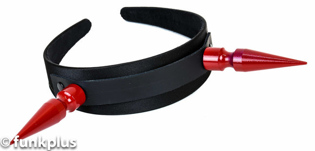 HB110-RS XL SPIKE HEADBAND WITH RED SPIKES 25MM-1.25" WIDE