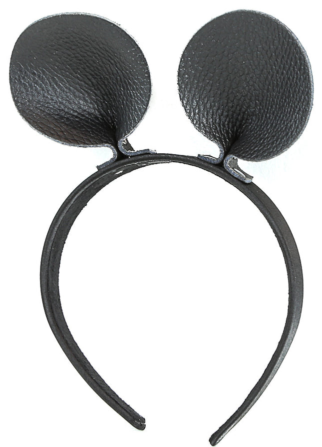 HB114 MOUSE EAR LEATHER HEADBAND 25MM-1.25" WIDE 40MM-1 1/2"