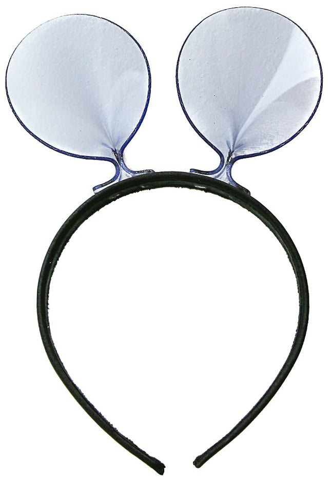 HB114-CLR MOUSE EAR LEATHER HEADBAND WITH CLEAR EARS 25MM-1.25"