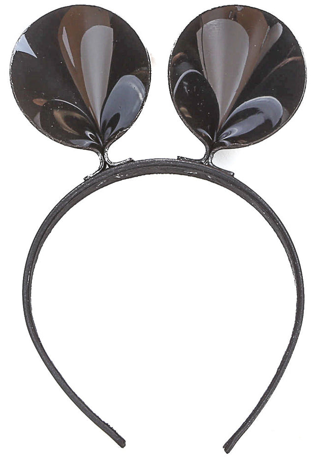 HB114VN-BLK MOUSE EAR LEATHER HEADBAND WITH VINYL BLACK EARS