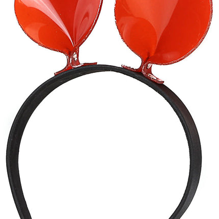 HB114VN-RED MOUSE EAR LEATHER HEADBAND WITH VINYL RED EARS