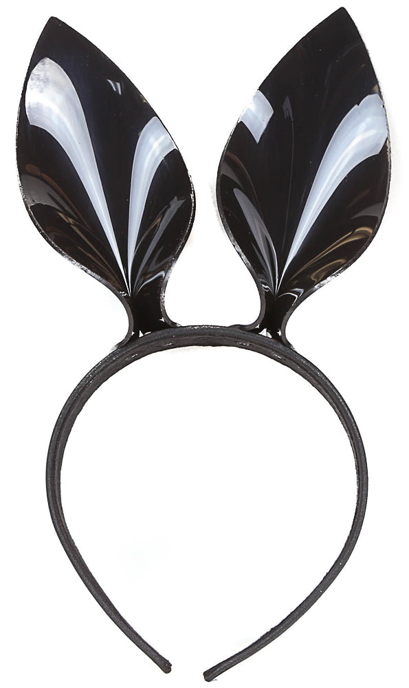 HB116VN-BLK DOG EAR LEATHER HEADBAND WITH VINYL BLACK EARS