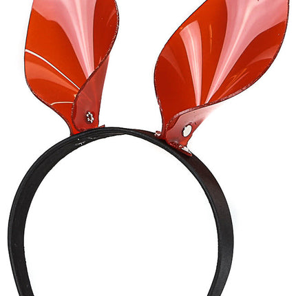HB116VN-RED DOG EAR LEATHER HEADBAND WITH VINYL RED EARS