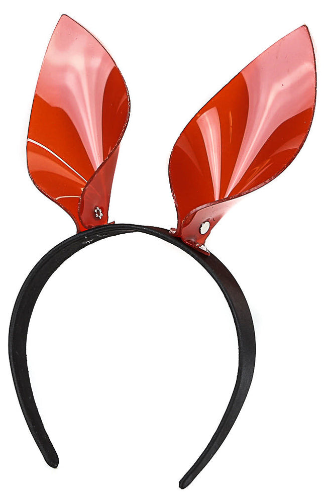 HB116VN-RED DOG EAR LEATHER HEADBAND WITH VINYL RED EARS
