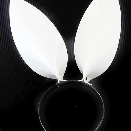 HB117VN-WHT BUNNY EAR LEATHER HEADBAND WITH VINYL WHITE EARS