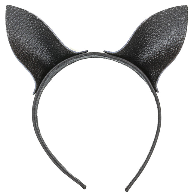 HB118 CAT EAR LEATHER HEADBAND 25MM-1.25" WIDE 40MM-1 1/2"