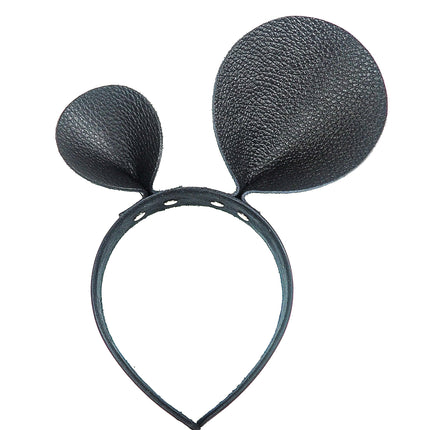 HB119 LOP-SIDED MOUSE EAR LEATHER HEADBAND 25MM-1.25" WIDE 40MM-1