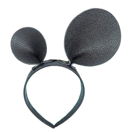 HB119 LOP-SIDED MOUSE EAR LEATHER HEADBAND 25MM-1.25" WIDE 40MM-1