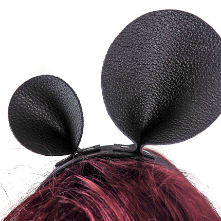 HB119 LOP-SIDED MOUSE EAR LEATHER HEADBAND 25MM-1.25" WIDE 40MM-1