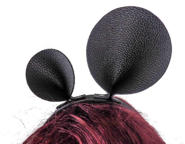 HB119 LOP-SIDED MOUSE EAR LEATHER HEADBAND 25MM-1.25" WIDE 40MM-1