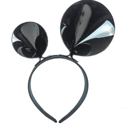 HB119VN LOP-SIDED MOUSE EAR LEATHER HEADBAND WITH VINYL BLACK