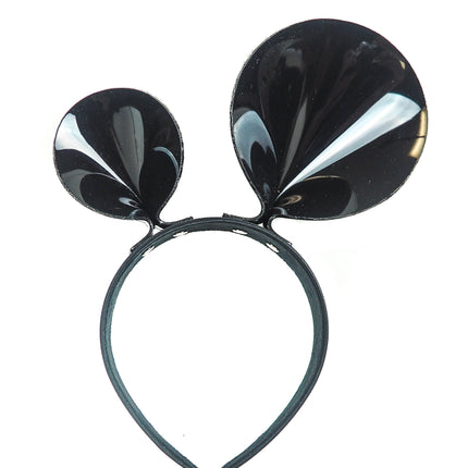 HB119VN LOP-SIDED MOUSE EAR LEATHER HEADBAND WITH VINYL BLACK