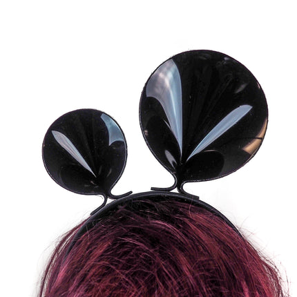 HB119VN LOP-SIDED MOUSE EAR LEATHER HEADBAND WITH VINYL BLACK