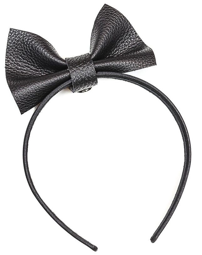 HB120 BOWTIE LEATHER HEADBAND 25MM-1.25" WIDE 40MM-1 1/2" WIDE