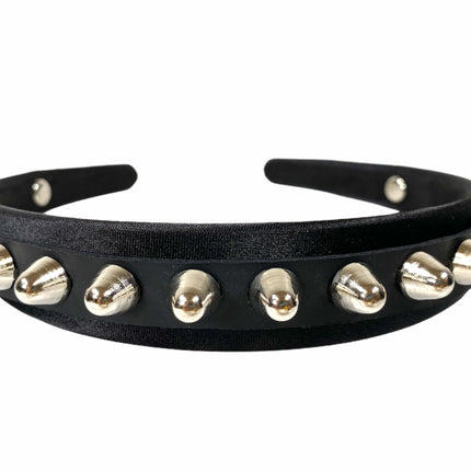 HB156 UK77 STUD HEADBAND WITH LEATHER 25MM-1.25" WIDE 40MM-1