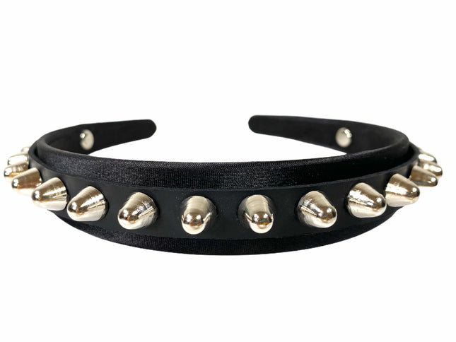 HB156 UK77 STUD HEADBAND WITH LEATHER 25MM-1.25" WIDE 40MM-1