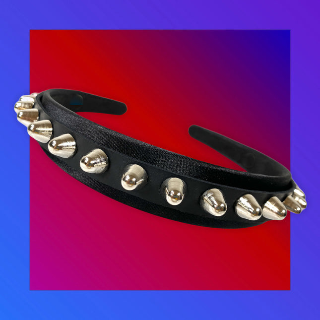 HB156 UK77 STUD HEADBAND WITH LEATHER 25MM-1.25" WIDE 40MM-1