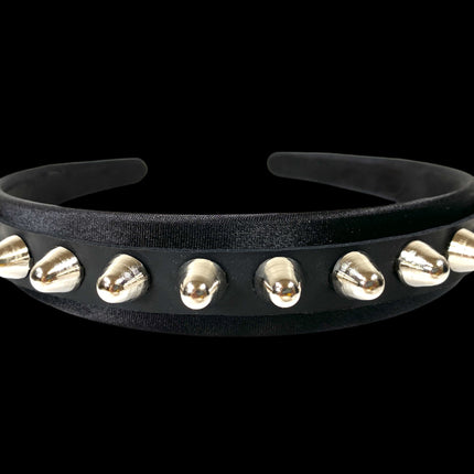 HB156 UK77 STUD HEADBAND WITH LEATHER 25MM-1.25" WIDE 40MM-1