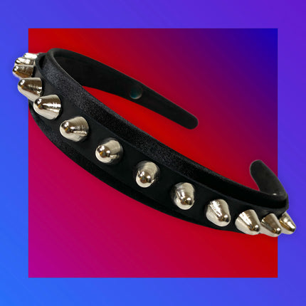 HB156 UK77 STUD HEADBAND WITH LEATHER 25MM-1.25" WIDE 40MM-1
