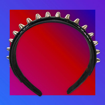 HB156 UK77 STUD HEADBAND WITH LEATHER 25MM-1.25" WIDE 40MM-1