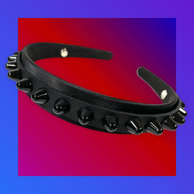 HB156-BS UK77 STUD HEADBAND WITH LEATHER 25MM-1.25" WIDE 40MM-1