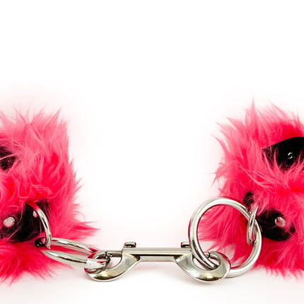 HC135 FUR BONDAGE LEATHER HANDCUFF
