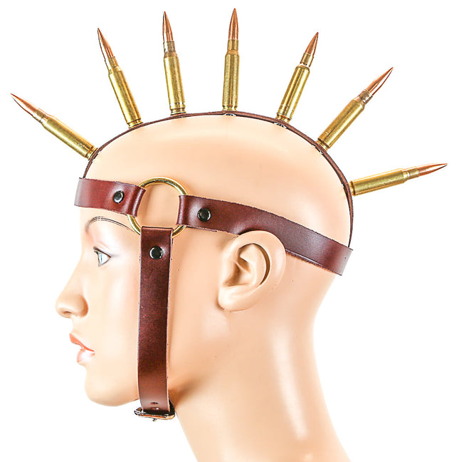 HD101BRN BRASS BULLET MOHAWK HEAD HARNESS WITH BROWN STRAP