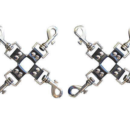 HG225 6" 4 WAY  TRIGGER CLASP LEATHER TIE PAIR