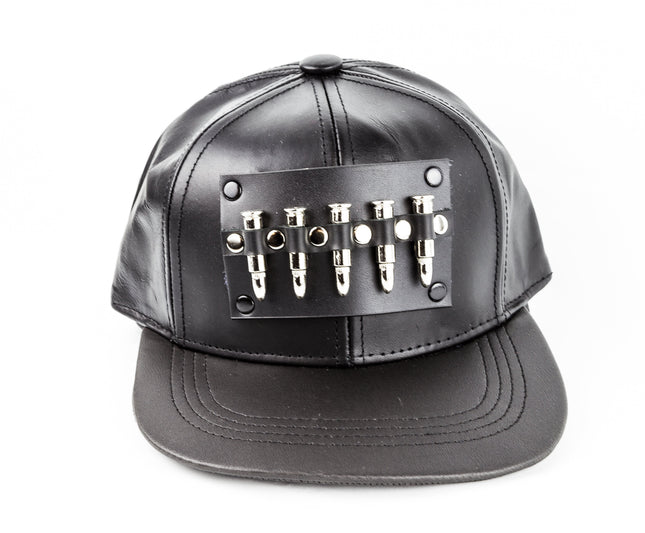 HT108 LEATHER BASEBALL HAT WITH BULLETS