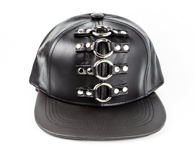 HT110 LEATHER BASEBALL HAT WITH 4 RINGS