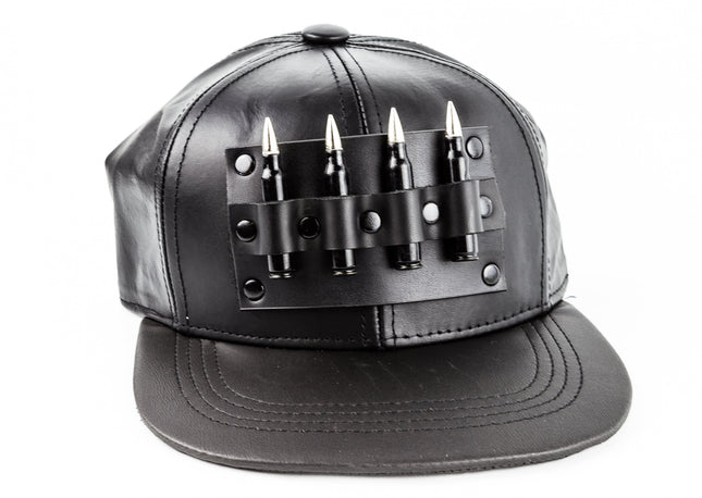 HT116 LEATHER BASEBALL HAT WITH ASSORTED BULLETS