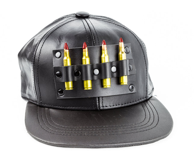 HT116 LEATHER BASEBALL HAT WITH ASSORTED BULLETS