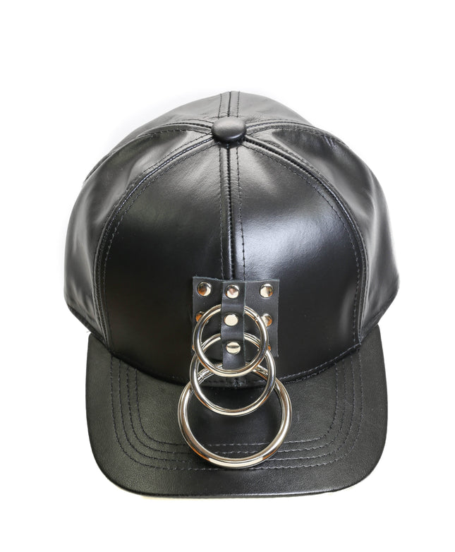 HT130 LEATHER BASEBALL HAT WITH 3 HANGING RINGS