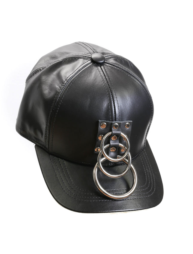 HT130 LEATHER BASEBALL HAT WITH 3 HANGING RINGS