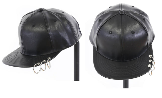 HT132 LEATHER BASEBALL HAT WITH PIERCING RINGS