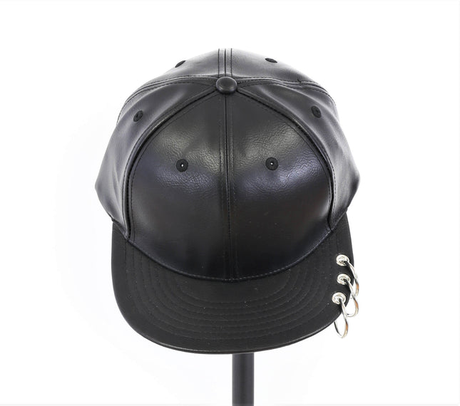 HT132 LEATHER BASEBALL HAT WITH PIERCING RINGS